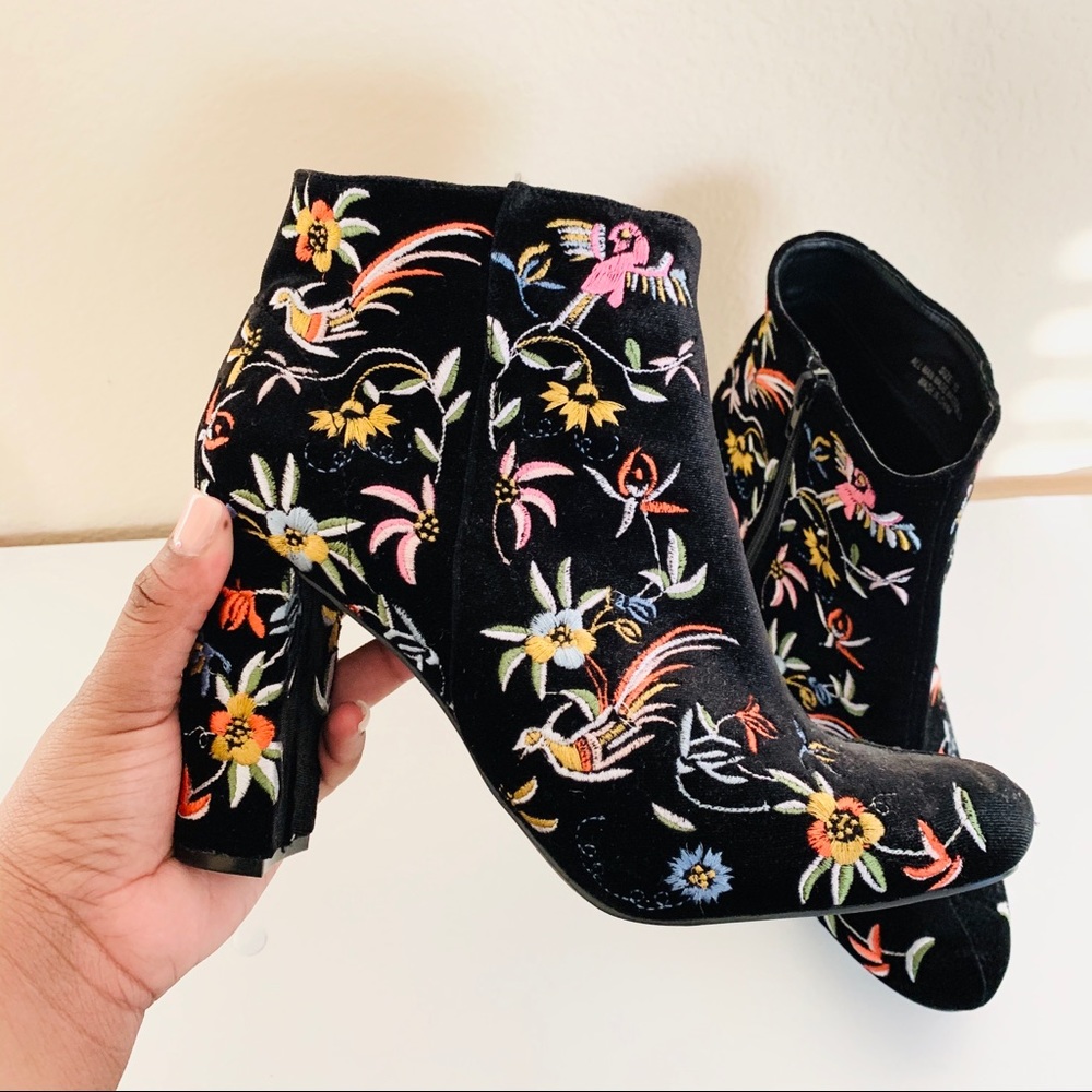 Lulus Black Floral Booties